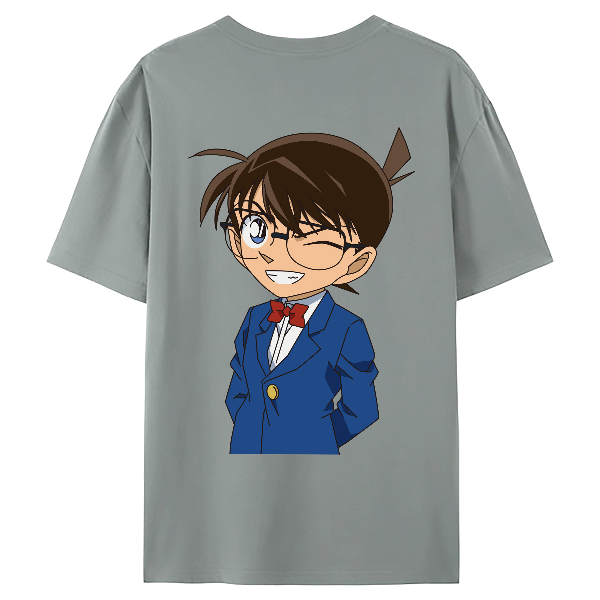 （画像用） 名探偵コナン 江戸川 コナン Detective Conan Conan Edogawa 綿100％ メンズ半袖Tシャツ（バックプリント） 通気性